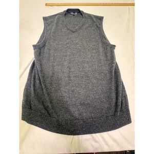 HART SCHAFFNER MARX Sweater Vest Men's XL Gray Sleeveless 100% Merino Wool Strtc